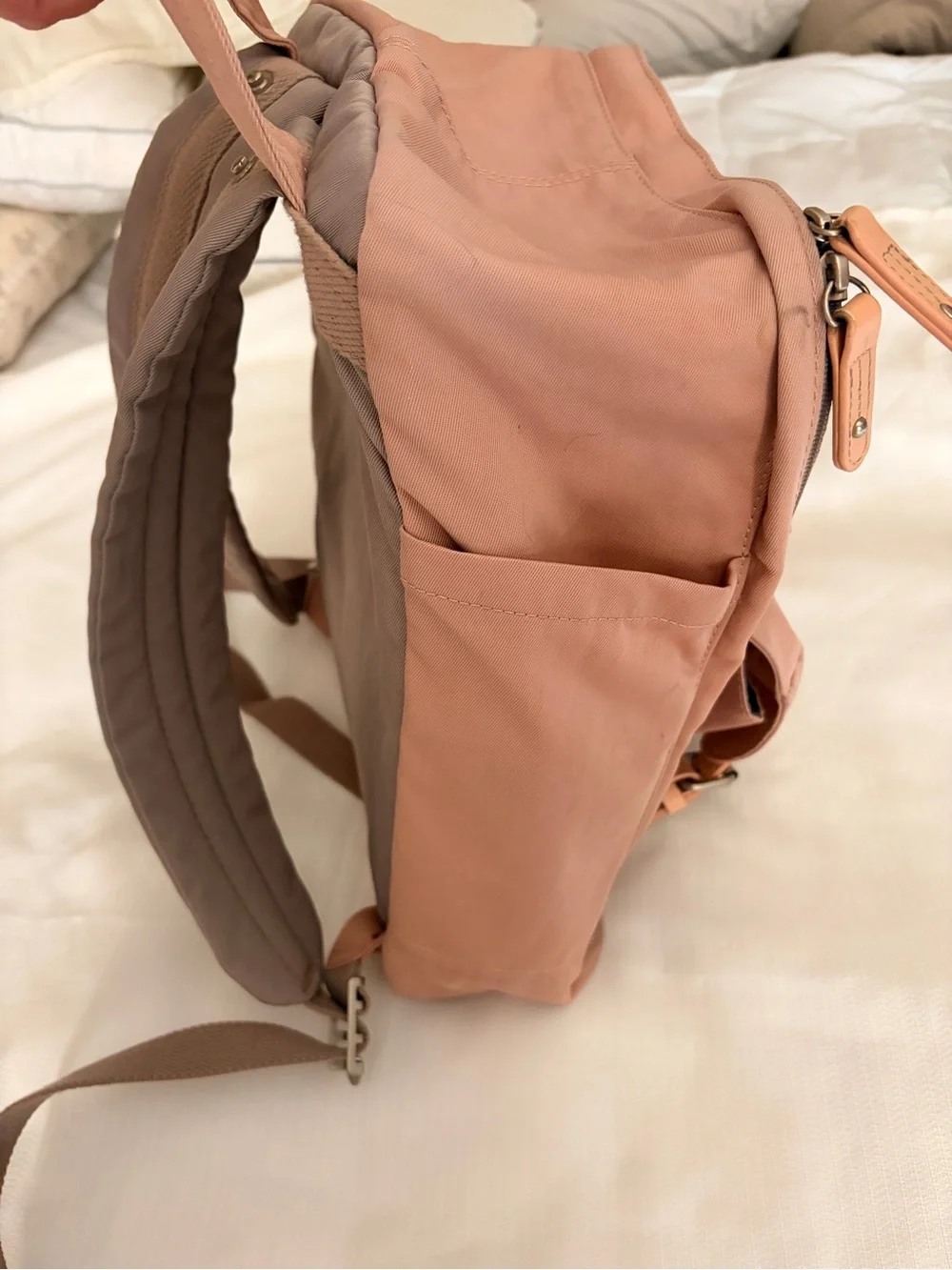 Himawari Pink and Gray Canvas Backpack for Men - Casual Travel Daypack